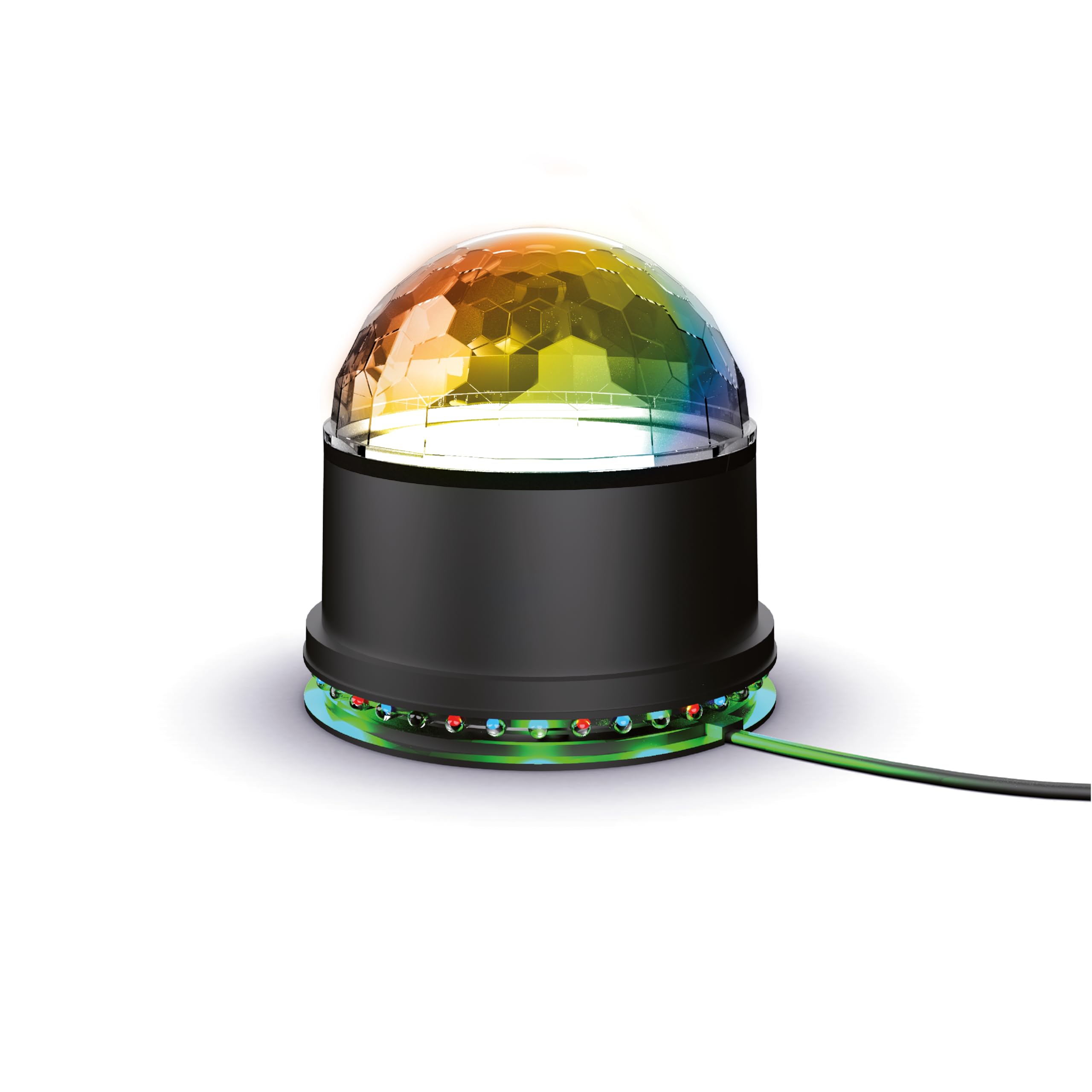 R-MUSIC - ATRO M - Bola Disco - Rotación 180° - Luz de escenario con proyección aleatoria de esferas y anillos RGB - Efecto de luz LED RGB - Colgador de pared por tornillo - Para fiestas, DJ, Bar,