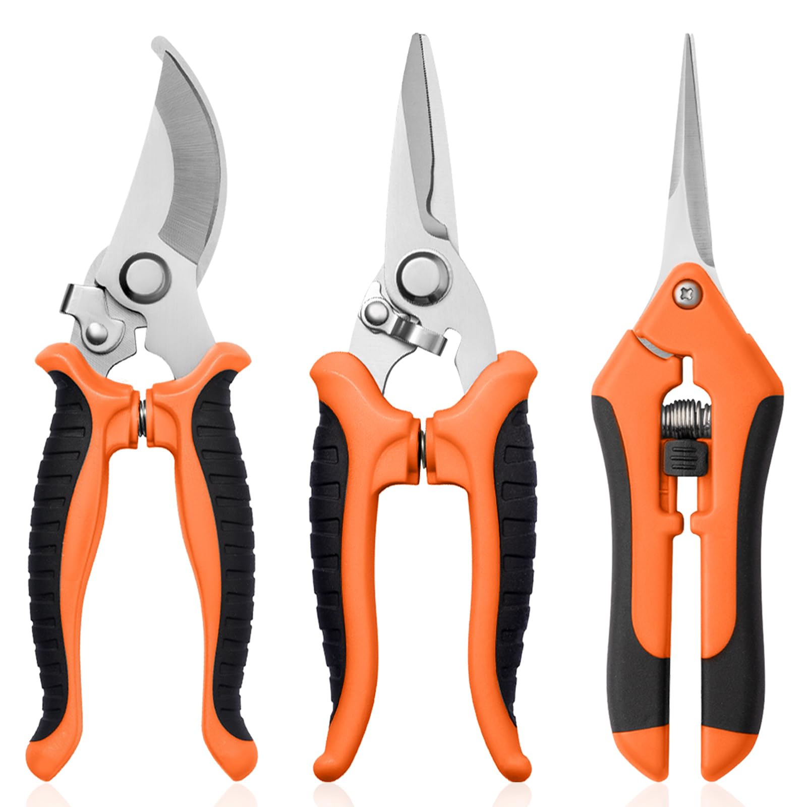 3 Pack Garden Pruning Shears - Stainless Steel Clippers -13