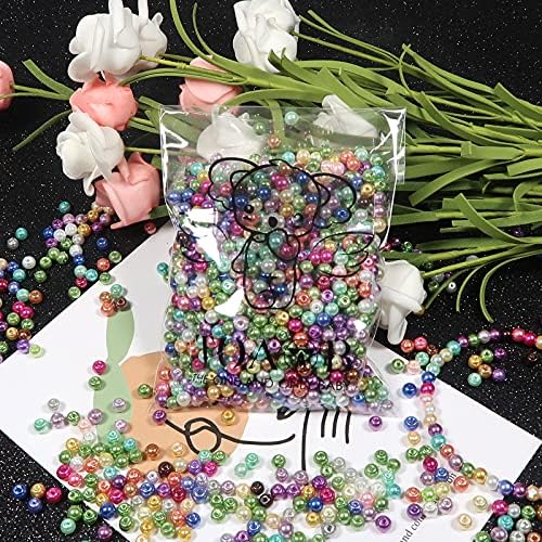 TOAOB 1000pcs Glass Pearls Multicolored Round Tiny Loose Imitation Pearl Beads 4mm for Jewelry Making Craft Decoration