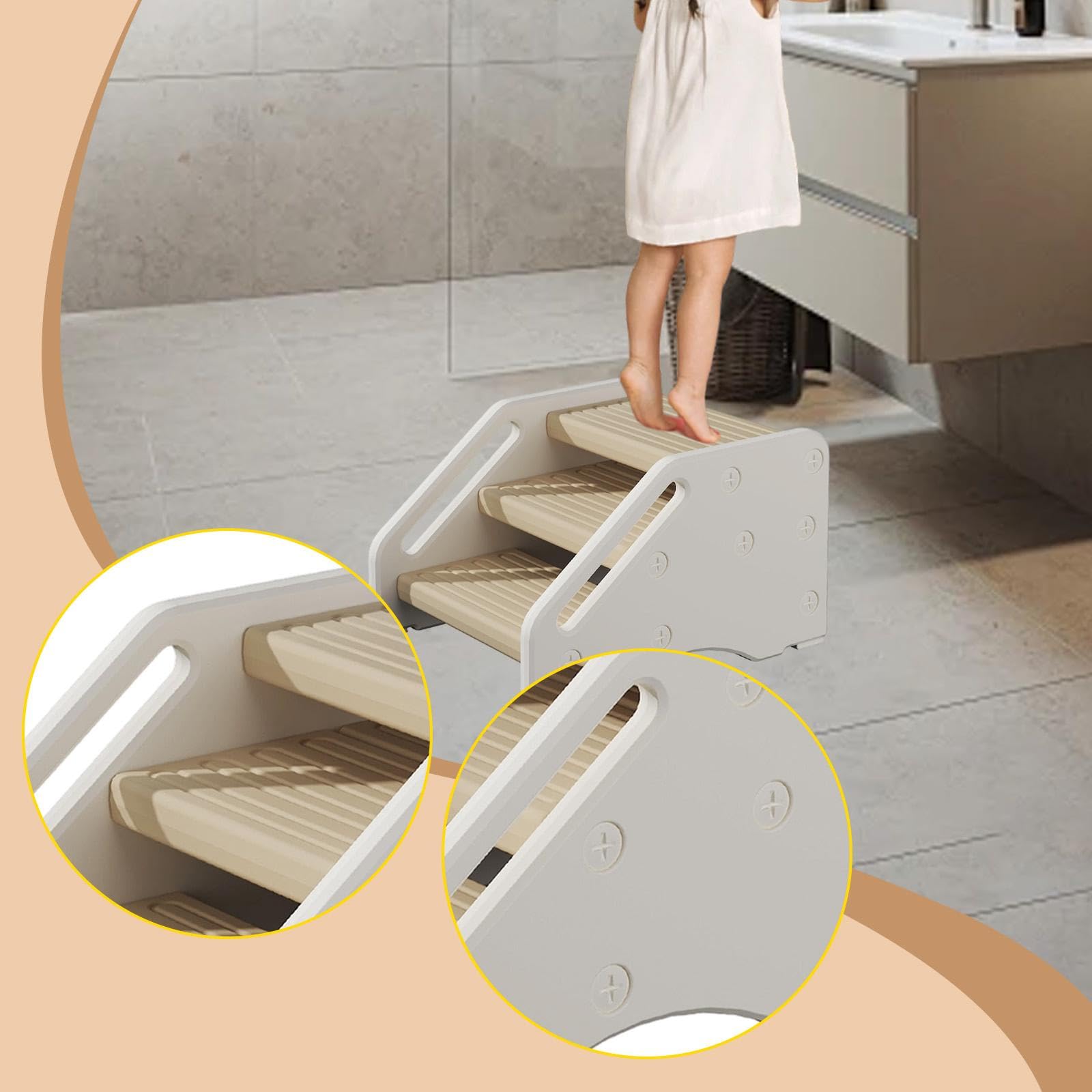 Taburete Infantil, Reposapiés Compacto Y Antideslizante para Lavabo,