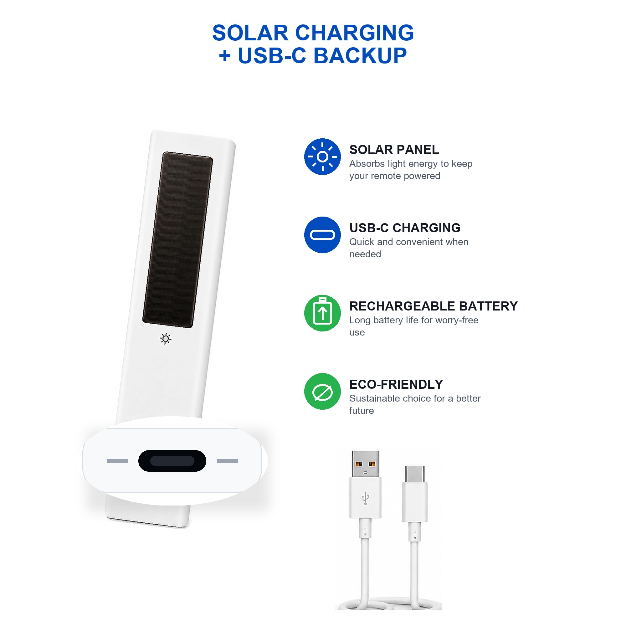 Telecomando per TV Samsung BN59-01385A, telecomando vocale di ricarica solare con 4 tasti di scelta rapida, ricaricabile USB-C, compatibile con Samsung Smart TV 2019-2025