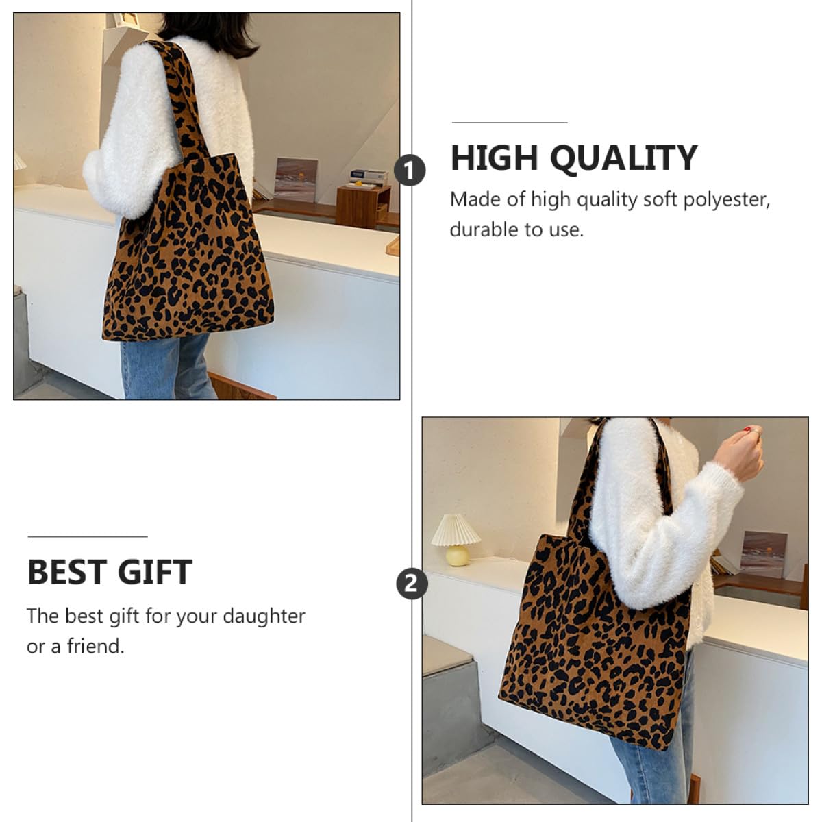Healeved Bolso De Hombro Para Mujer Bolso Tote Estampado De Leopardo Bolsa De Almacenamiento Para Uso Diario
