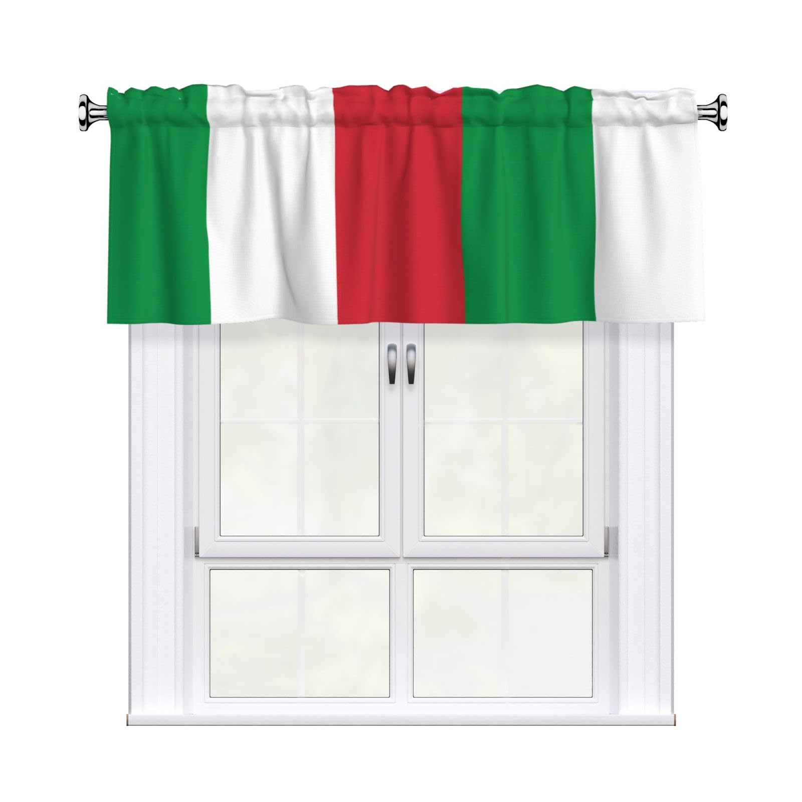 HJFCZH WHJSSF Italian flag Prints 54x18in Curtain Valance - Peach Skin Polyester Kitchen Cover with Light Filtering Floral & 3" Rod Pocket