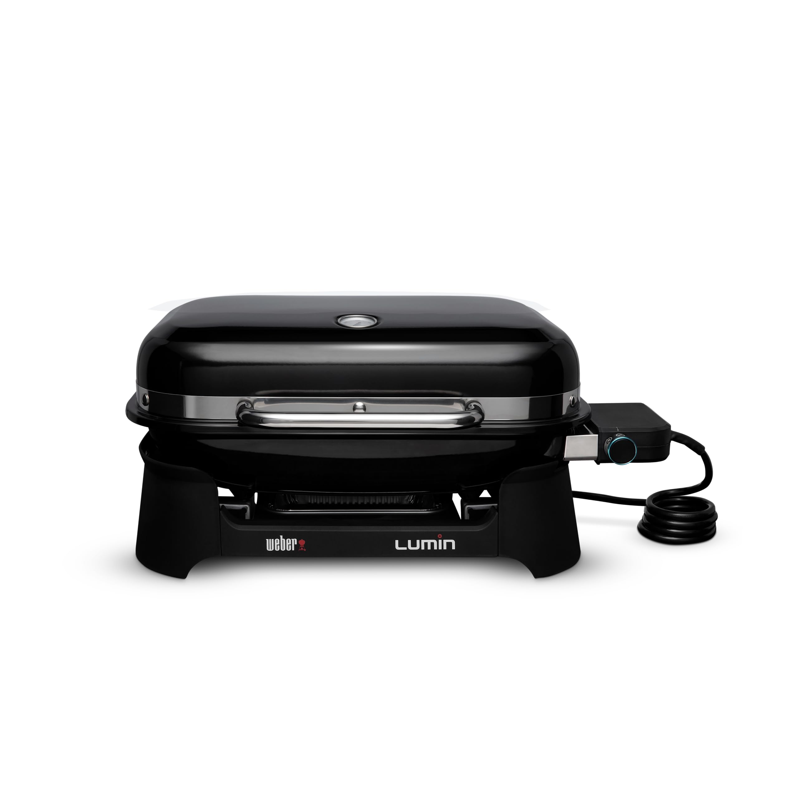 Weber Lumin Grill elektryczny/Obsmażanie, wędzenie, gotowanie na parze, gotowanie i podtrzymywanie ciepła, do 315 °C, ruszty z emaliowanego żeliwa, pow. grillowania 33 x 49 cm, czarny (92010979)