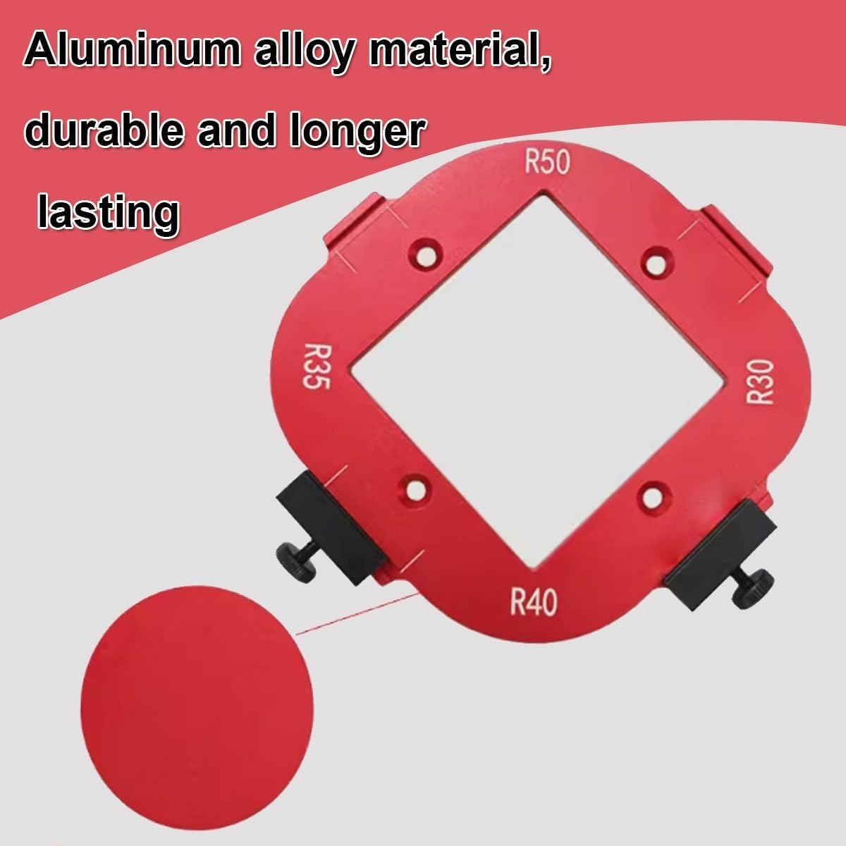 Radius Jig Routersjablonen, Aluminiumlegering Ronde Hoekstraal Sjablonen Houtbewerkingsrouter Boogsnijhulpgereedschap DIY Sjabloon R10 R15 R20 R25 R30 R35 R40 R50