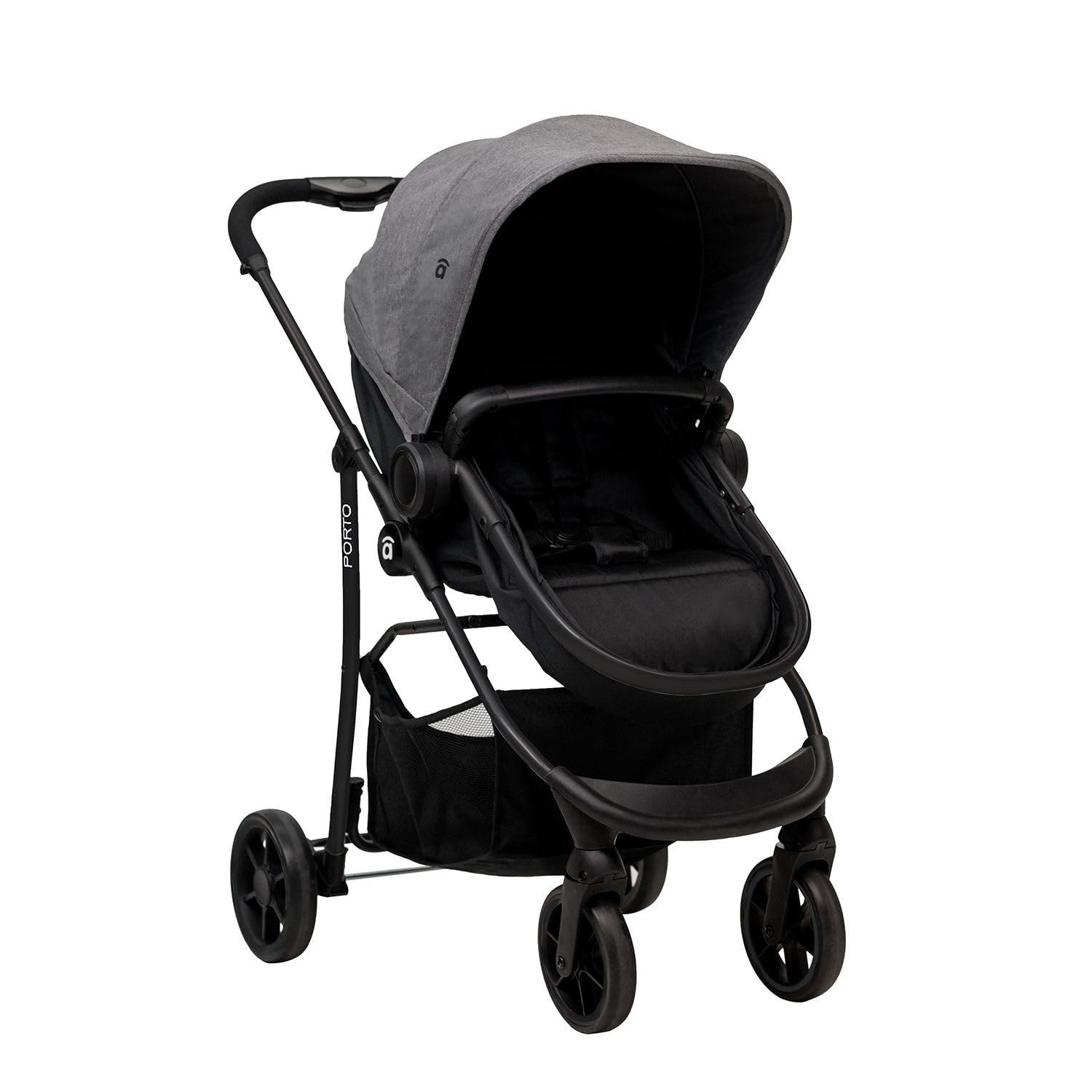 Asalvo PORTO Trío Convertible Cochecito Bebe 3 Piezas, Plegable, Compacto y Reclinable Silla de Paseo, con Silla Coche Bebé, Accesorios, Silla Reversible, Amplio Capazo, Antracita Gris
