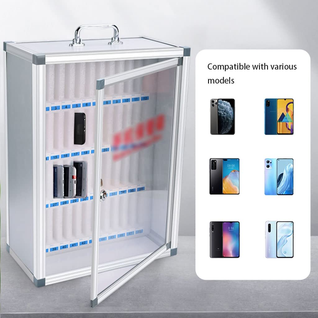 Armadietto per Telefono da Parete con 36 Slot per Aziende, Conferenze, Aule, Uffici, Fabbriche, Armadietto per Riporre Telefoni Cellulari, Argento, 24