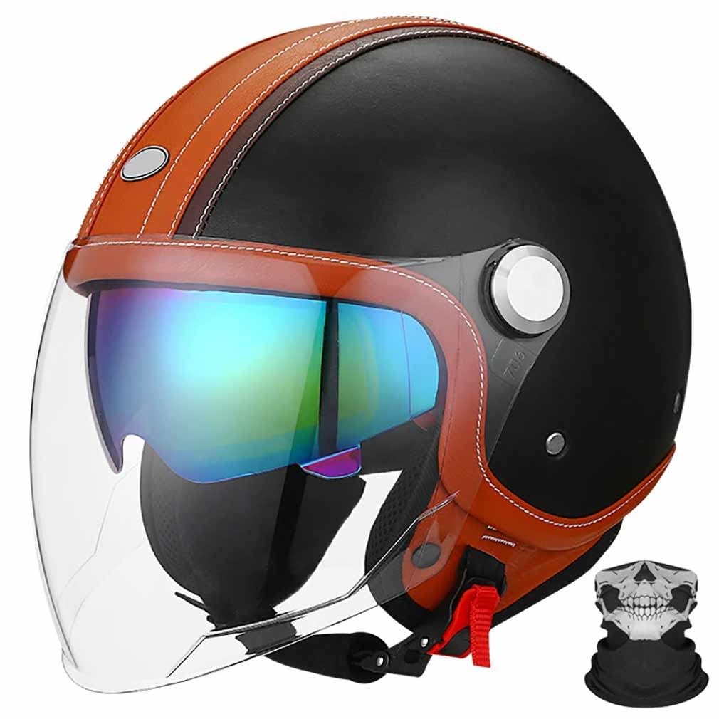 Casco moto 3/4 para ciudad con orejeras desmontables y pañuelo