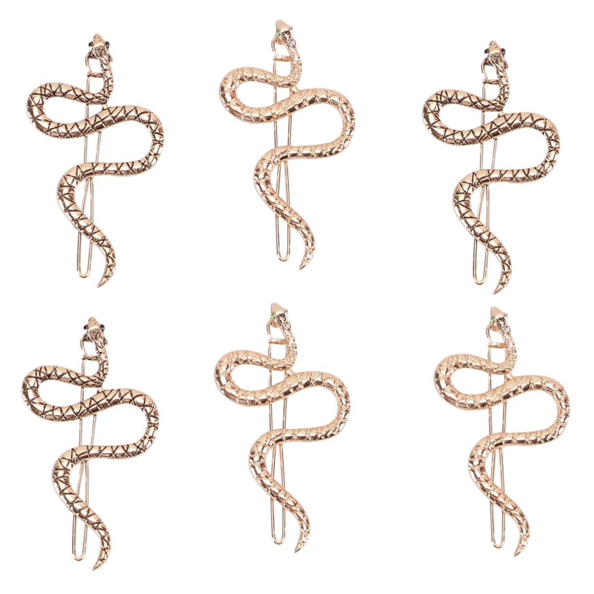 Healeved Pinzas Pelo en Forma de Serpiente Doradas de Aleación, 6 Piezas, Diseño Vintage y Sencillo, Fáciles de Abrir y Cerrar para Uso Diario y Fiestas