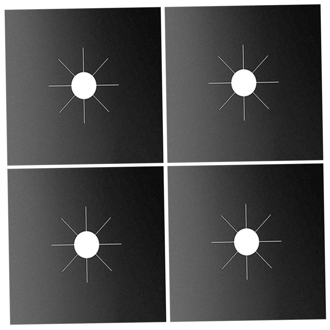 Ssguopte Gas Stove Burner Covers Reusable Hob Range Heat Resistant Stovetop Mat Protectors 4 Pcs Black