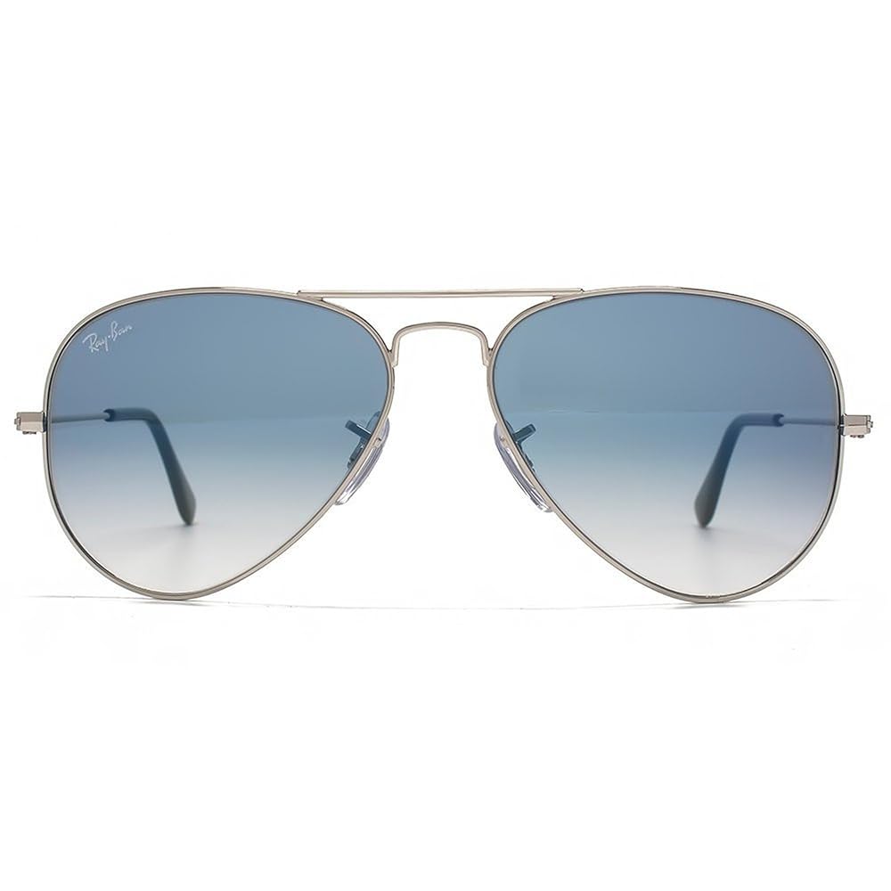 レイバン色(SILVER / CLEAR GRADIENT BLUE LENS) Amazon.com: Ray-Ban RB3025 Large Aviator Sunglasses Shiny