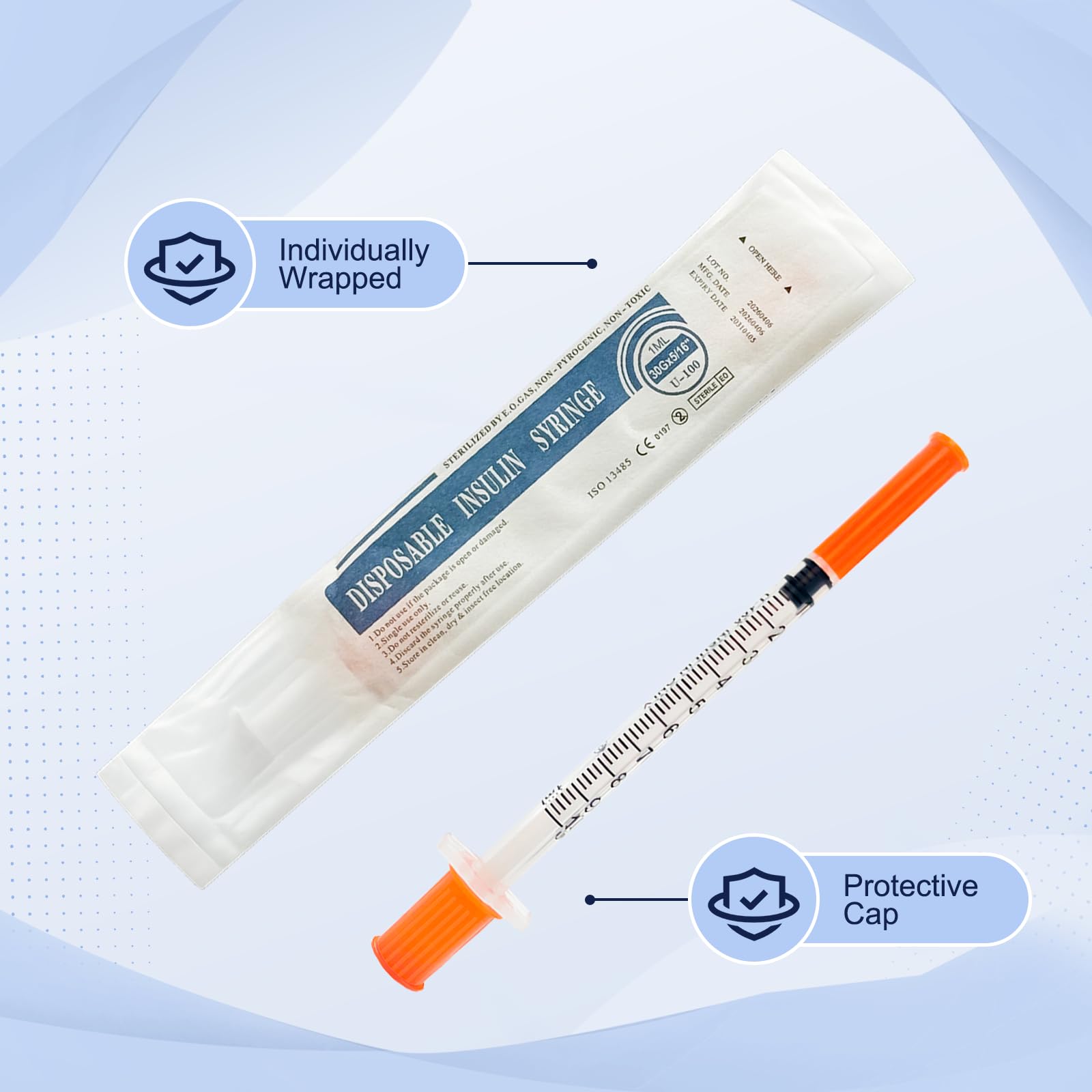 100 Pack U-100 1ml/cc 30G 5/16 Inch (8mm) Syringe with Needle — Amazon image 5