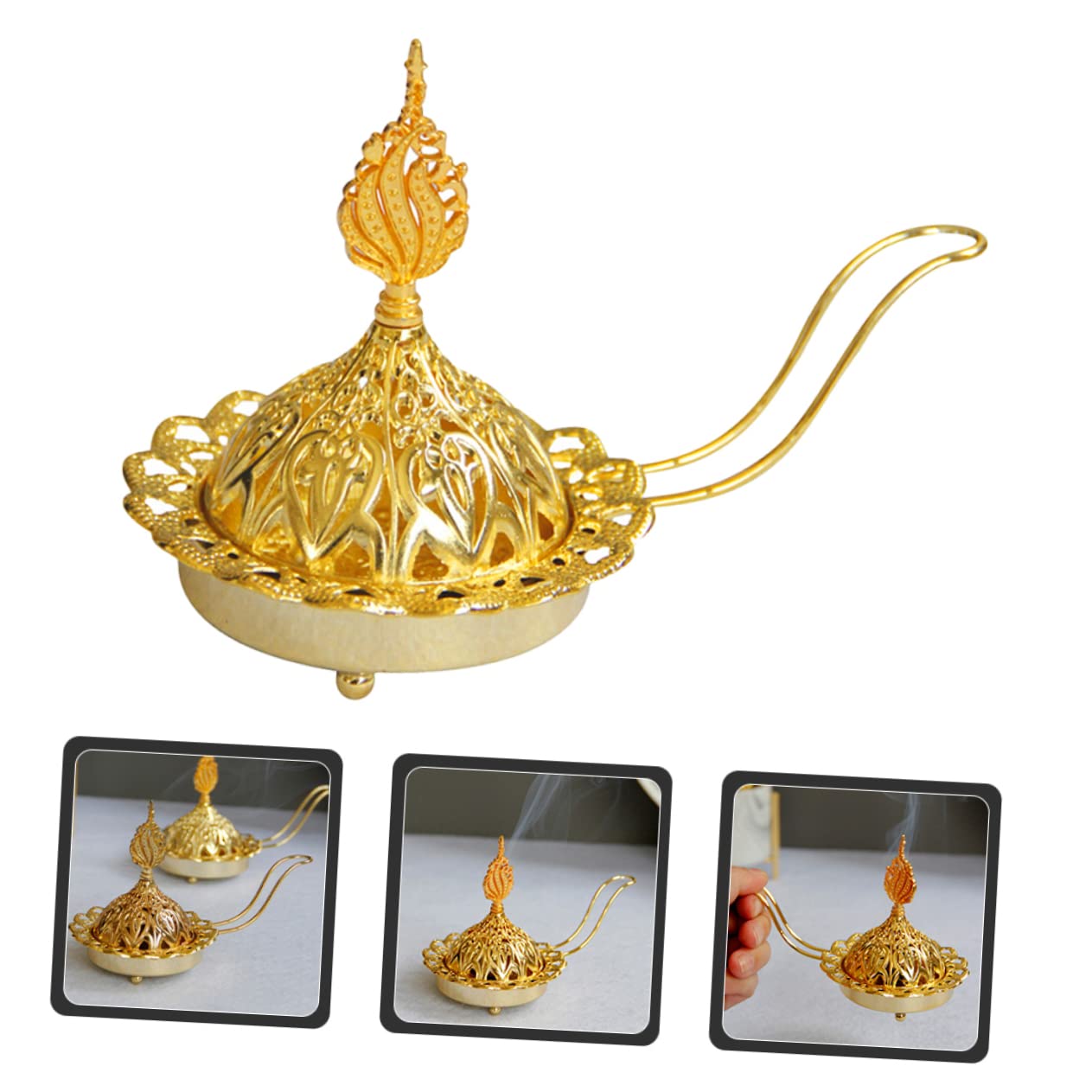 GLEAVI 2 Piezas Incensario de Metal Árabes para Decoración de Interiores Soporte de Velas y Compacto para Yoga SPA y Aromaterapia Hogar y Oficina
