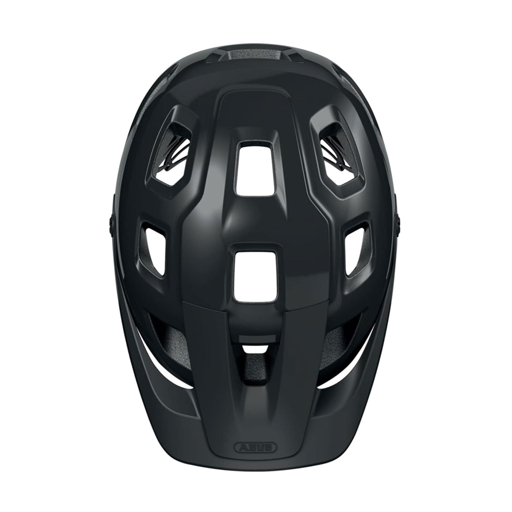 ABUS Kask MTB MoTrip – wytrzymały kask rowerowy z daszkiem z regulacją wysokości dla rowerzystów górskich – indywidualne dopasowanie – unisex – czarny błyszczący, rozmiar L, L (57-61 cm)