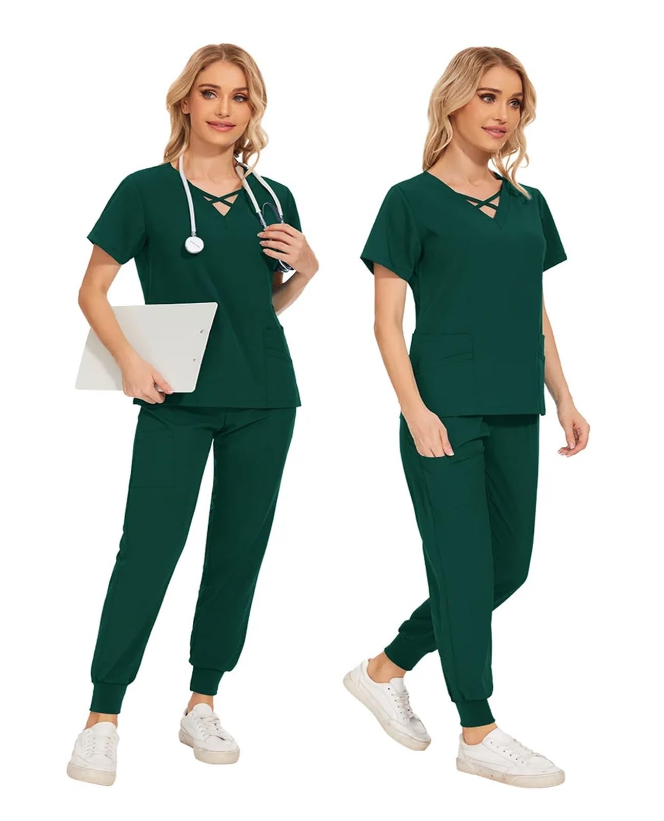 Divisa Infermiere Donna Set di Scrub da Donna Slim Fit Uniformi mediche Abiti Chirurgici for Medici Accessori for Infermieri Salone di Bellezza Spa Tuta da Lavoro