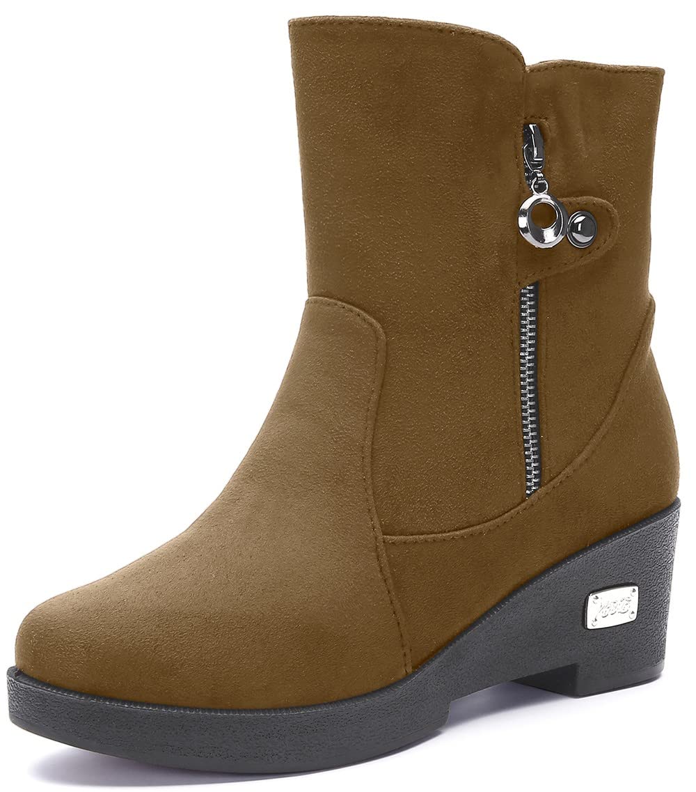 Gaatpot Stivali Inverno Donna Caldo Pelliccia Stivaletto da Neve Scarpe con Zeppa Cerniera Moda Comodi Boots 35-41