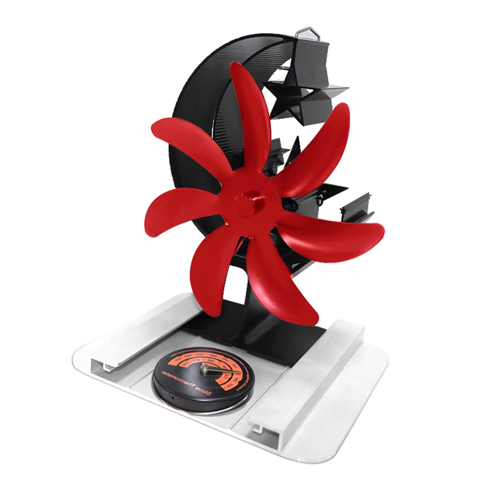 Buxuaaaa Red Wood Stove Fan Fan For Wood Burning Stove Heat Powe Accessories Quiet Circulating Non-Electric Heat Powe