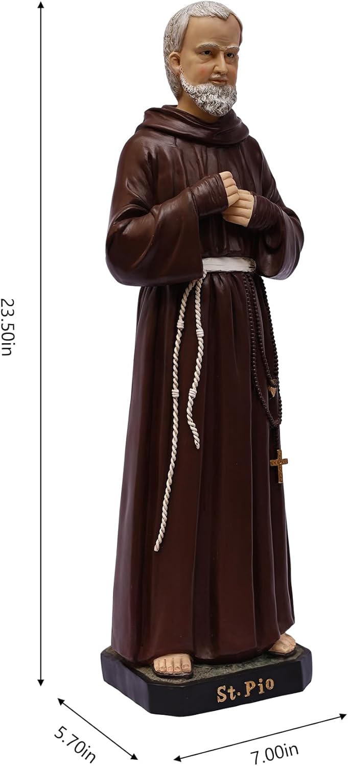 Hi-Line Gift Ltd. 24 in St. Padre Pio Figure Statue Religious Decor Indoor/Outdoor