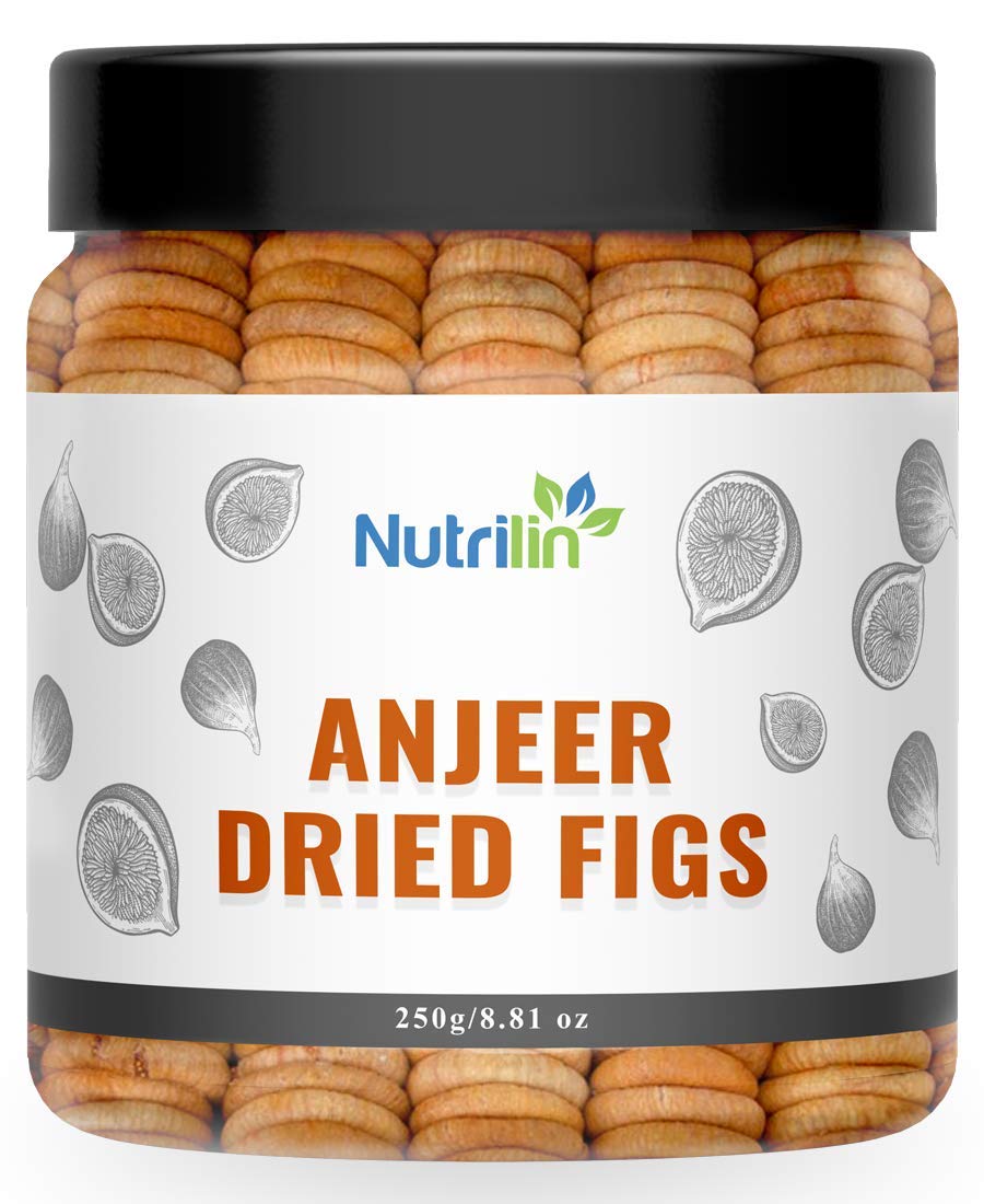 Nutrilin® Afghani Anjeer Figs - Afghanistan Dry Anjir (Dried Figs) Dry Fruits for body mass loss, Good for Physical Health, Increases Immunity and Purify the Blood - 250 - Jar Pack
