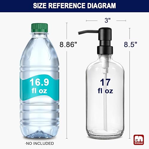 Miniatura 87 de GMISUN Dispensador de jabón de vidrio ámbar, paquete de 2 dispensadores de jabón de manos de baño con bomba de bambú, juego de dispensador de jabón