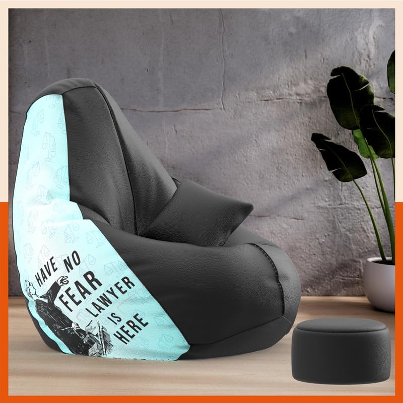 Biggie Bean Bag Cover 4XL VibeBoost Premium Bean Bag with Free Cushion and Footrest - Official : Professional Retreat Combo (Matching Color : Regular, No Fear Lawyer is Here-Black)-image-24