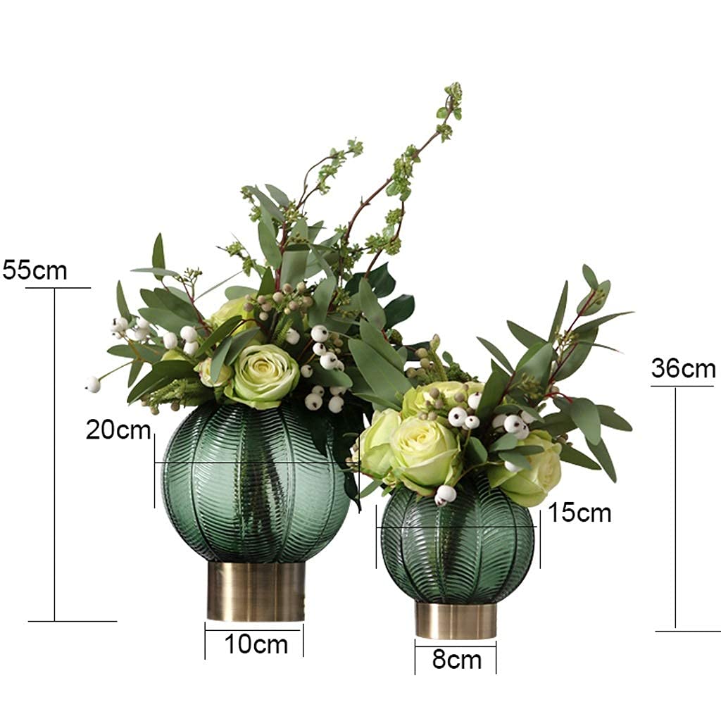 Juego De Flores Artificiales Chiccial Flower Set, Modelo para Sala De Estar De Villa, Jarrón De Cristal Decorativo con Flores Artificiales.