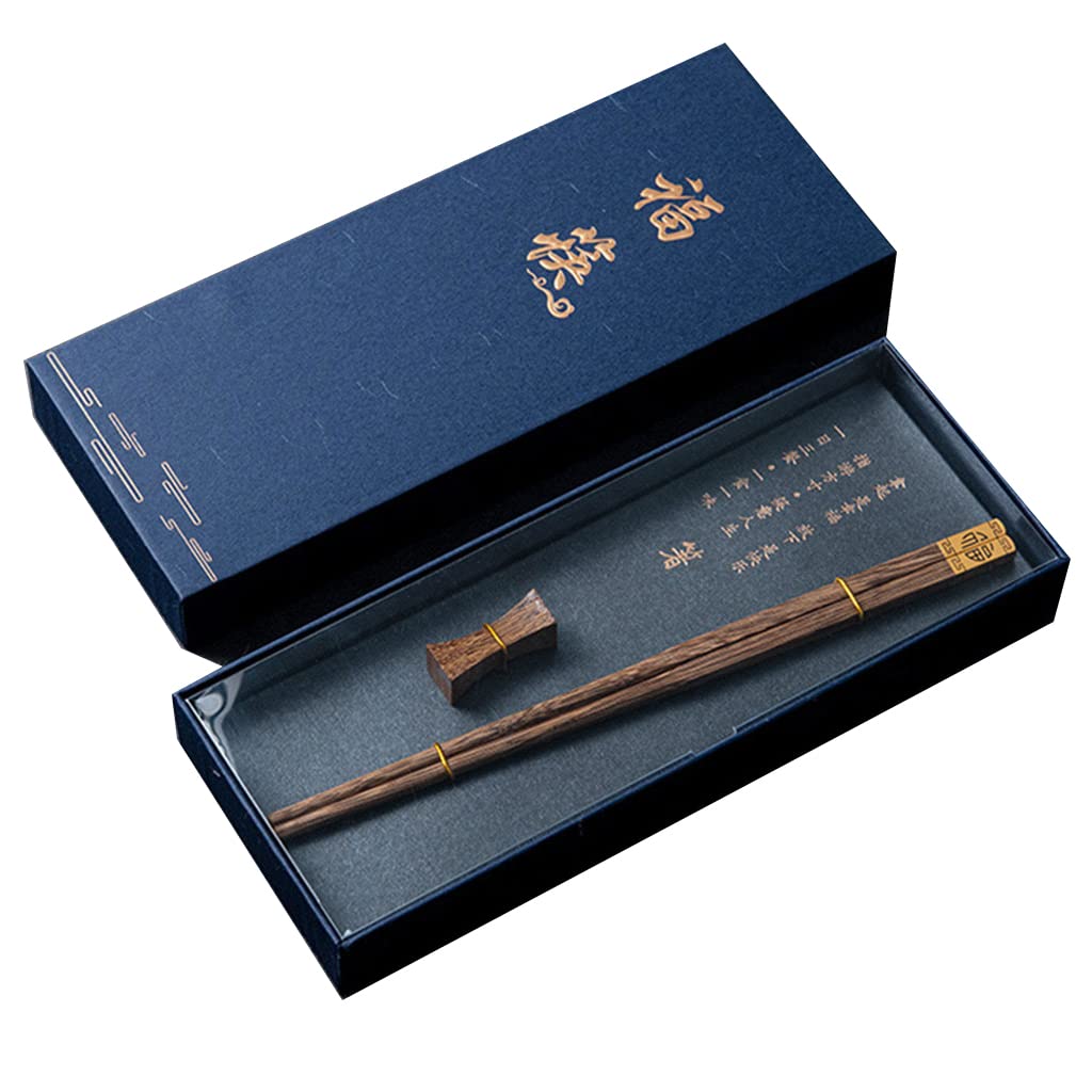 Coffret Cadeau de Baguettes réutilisables en Bois avec étui, Baguettes japonaises, Baguettes Chinoises de Luxe en Bois Naturel, Baguettes à Sushi antidérapantes, Baguettes lavables(1Pair)