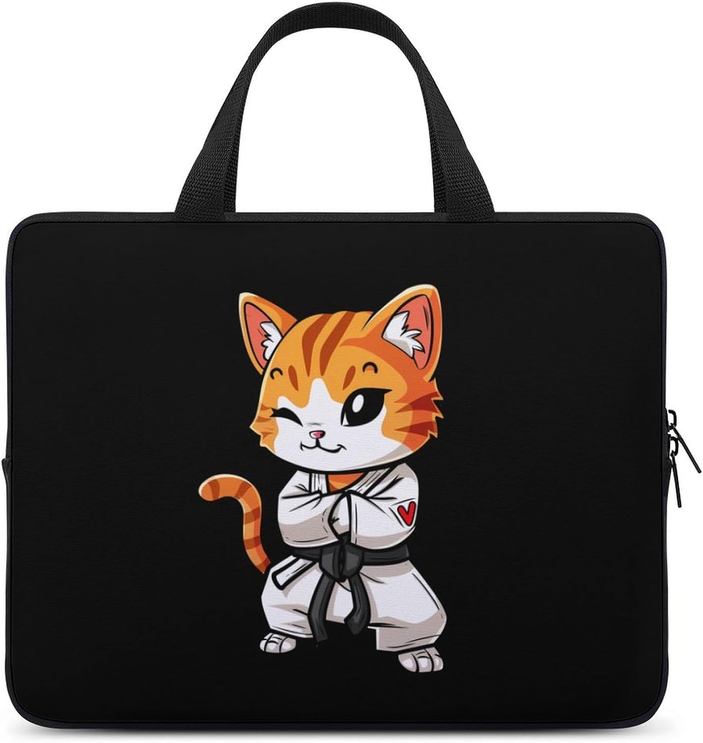 Brazilian Jiu Jitsu Black Belt Cute Cat Laptop Bag Print Computer Sleeve Case Protector Briefcase Totes for Women Men