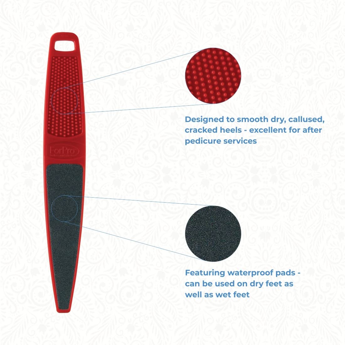 ForPro Professional Collection Red Panda - Lima para pies, grano 60/100, lima de pedicura de doble cara para pies y talones, 10.5 pulgadas de largo (paquete de 6)