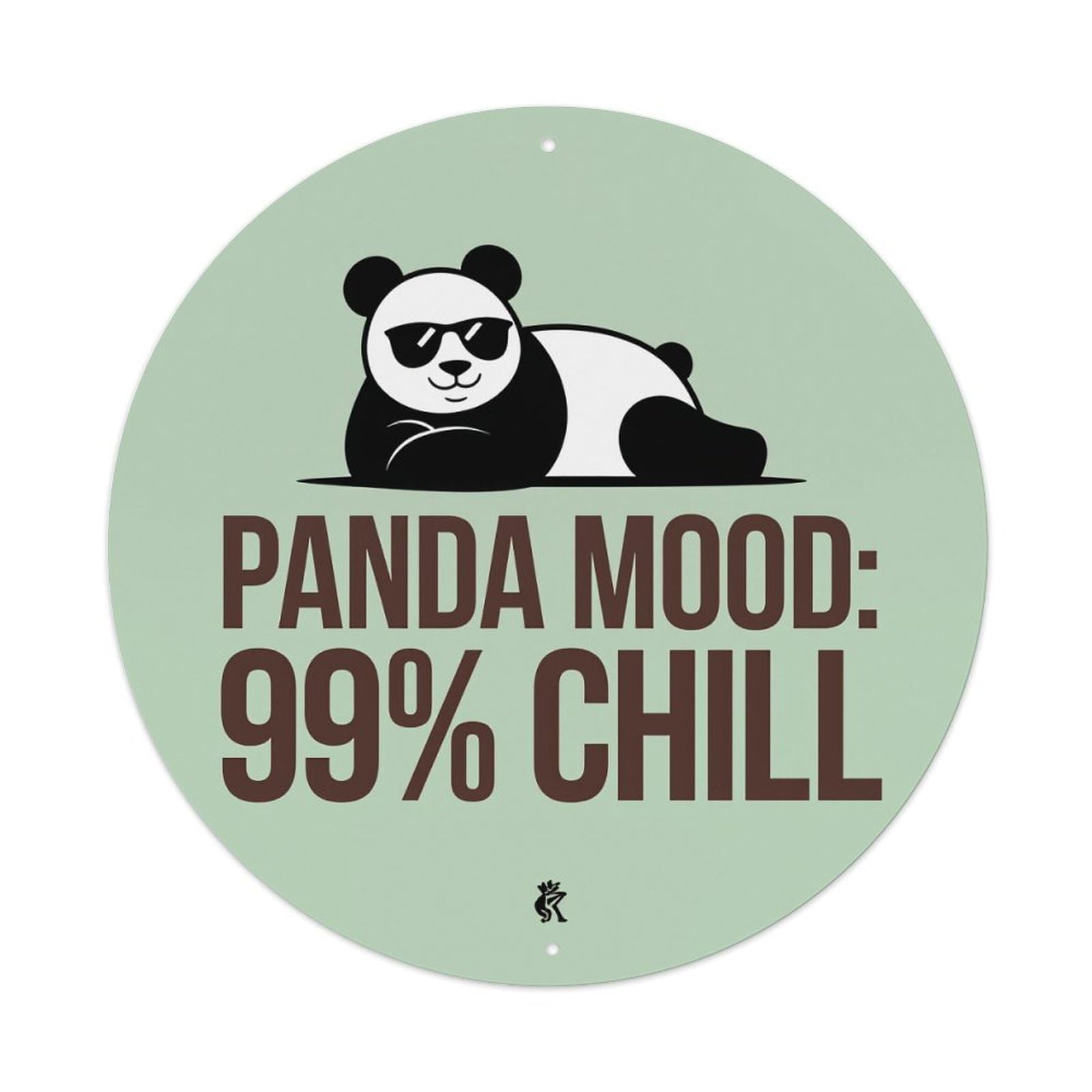 Panda Mood Chill Pattern Print Round Tin Sign Vintage Metal Poster Retro Bar, Home, Man Cave, Kitchen, Laundry Room Wall Art Decor Gift 8x8Inch