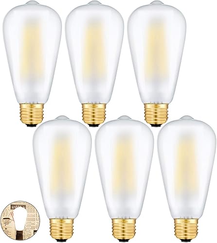 CRLight Bombilla LED Edison regulable de 8 W, 3000 K, blanco suave, equivalente a 70 W, 700 lúmenes, base media E26, estilo vintage, ST64, vidrio