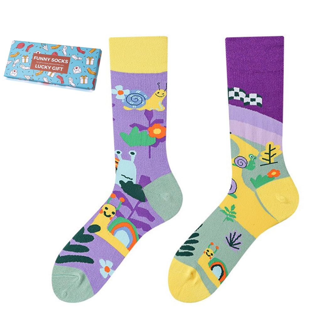 Calcetines Divertidos Unisex para Mujer y Hombre con Diseños Asimétricos en Par - Temas Animales, Comida, Fruta, Deporte y Arte en Algodón - Ideal para Regalos — view 79