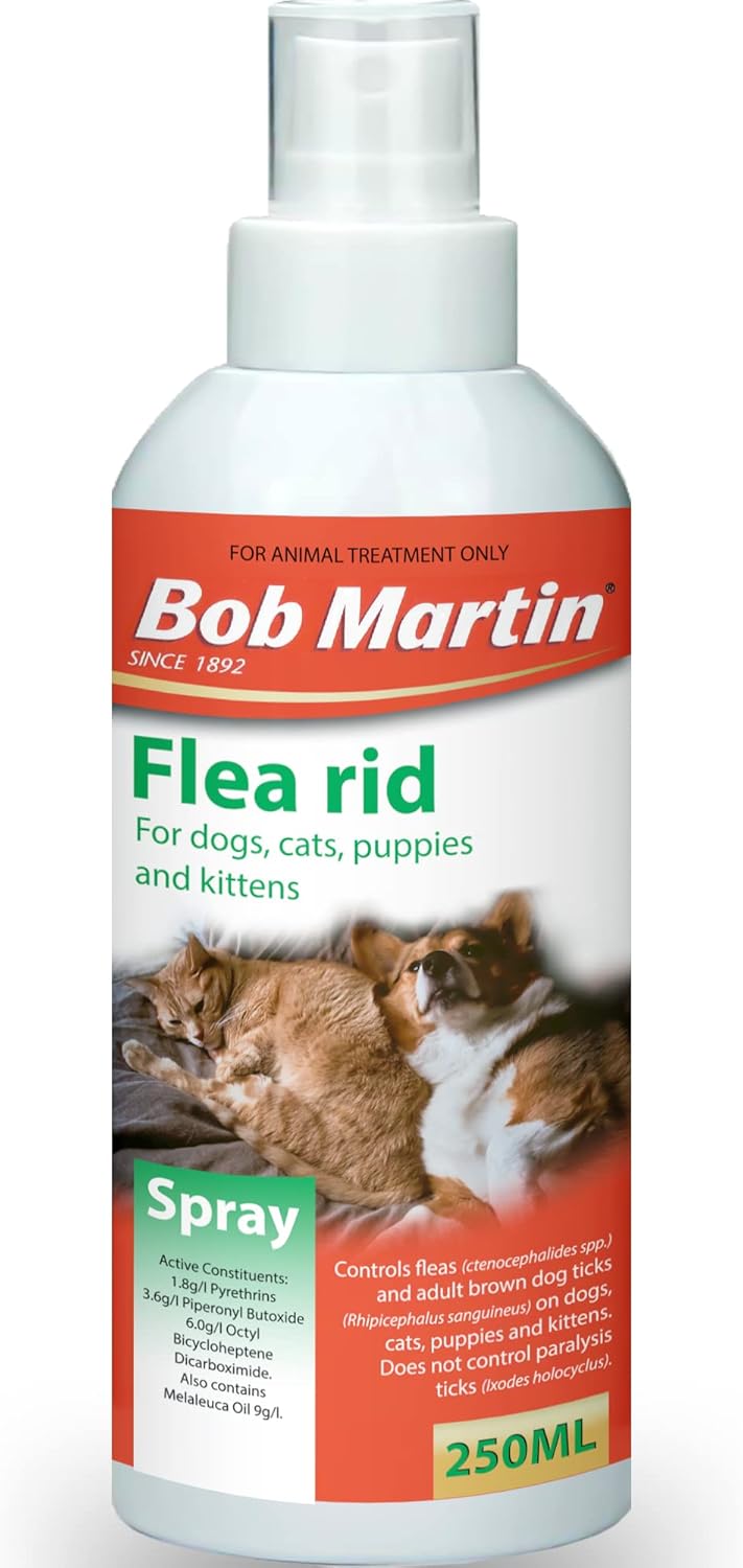 Picture of Bob Martin Tick and Flea Spray for Dogs, Cats, Puppies & Kittens. Flea ...