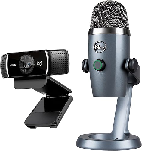Logitech C922x Pro Stream Webcam - Cámara Full HD de 1080p con micrófono USB de condensador profesional Blue Yeti Nano
