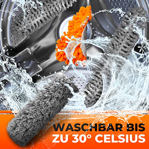 Birkental Staubwedel Teleskop lang [TESTSIEGER] im 7 teiligen Set, bis 2,50m ausziehbar und waschbar, Staubwischer, Mikrofasern Staubmagnet Magic Duster, Staubfänger Haushalt und Gewerbe