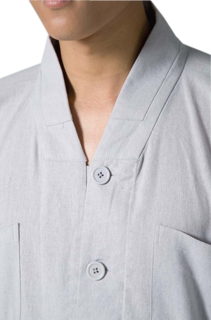 Buddhist Monk Suits Vintage Religion Suits V-neck Traditional Men Sets Gray