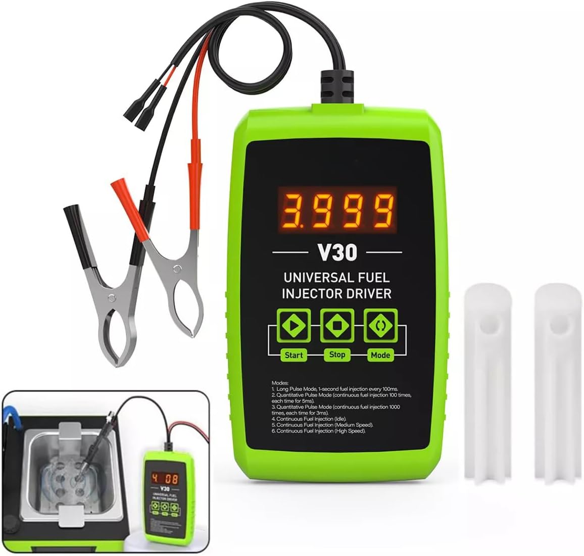 Universal Fuel Injector Driver 6 Testing Modes V30 Injector Driver Compatible with Injector Cleaner Machine for Injectors & Carb Cleaner DC12V with 2pcs Adapters