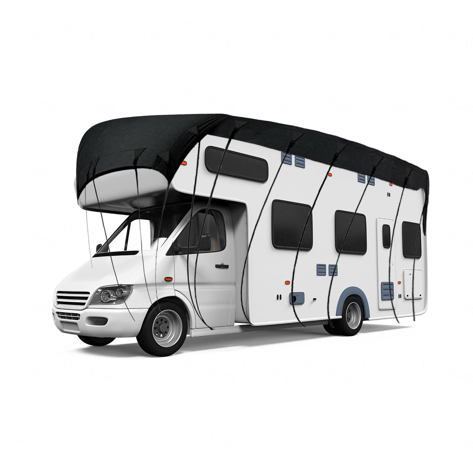 RRRYYYZZ HFKJway Truck Camper Cover 210D Oxford Cloth Camper Cover Waterproof Foldable Storage, Easy to Clean Utility Trailer Cover Class C Rv Cover,Black-7m×3m