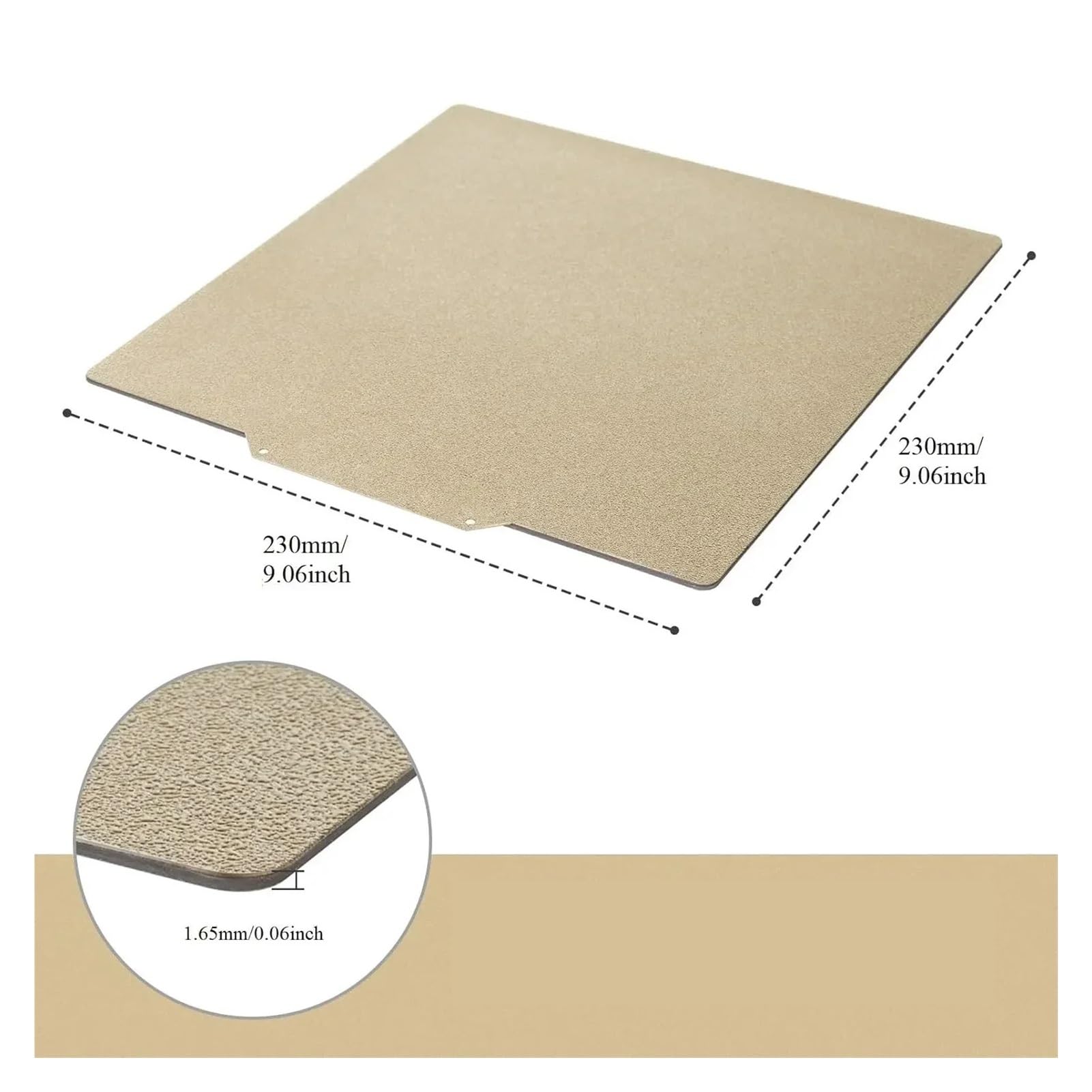 Placa de construcción PEI, lámina magnética flexible, cama calefactable, resorte acero 120/150/150/220/235/310/400 mm, compatible con Kobra/Ender3 Cr10(With Base,220X220mm)