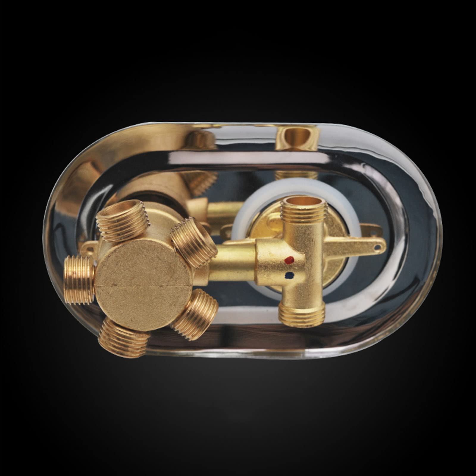 G1/2" 2/3/4/5 Salida Una Pieza Grifo Desviador Cuarto Baño Panel Mezclador Latón, Cartucho Cerámica Válvula Mezcladora Agua Fría y Caliente, Distancia Punto Central 6,5cm (Rosca Tornillo 5 Vías)