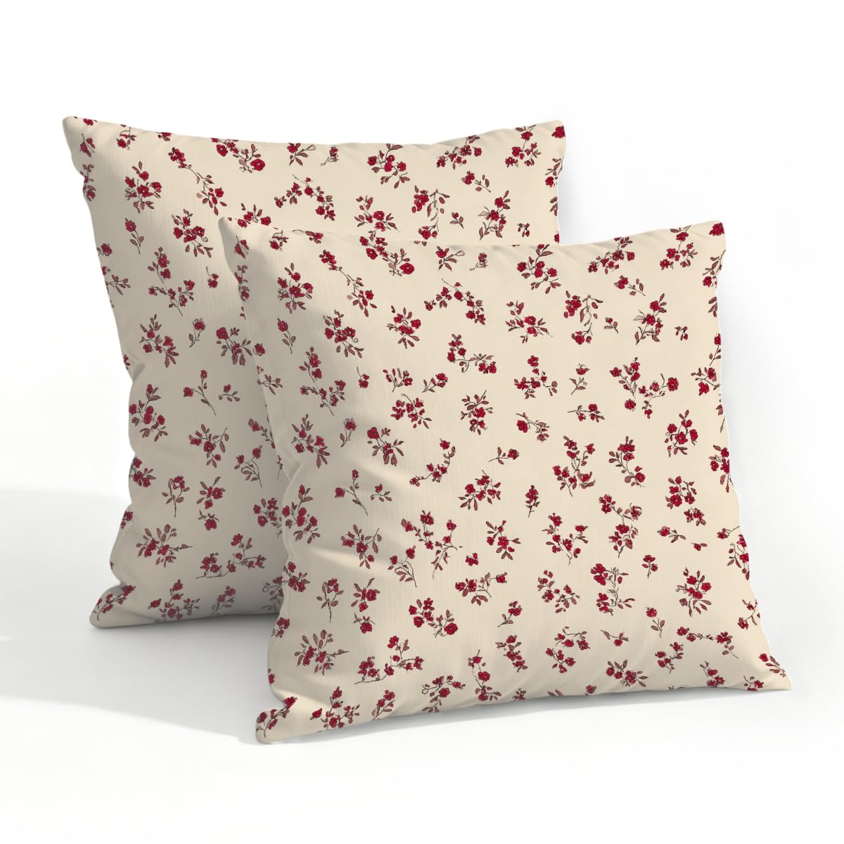 Outdoor Pillow Covers Waterproof Pillowcases 20x20in Set of 2 Cute Small Floral Botanical Decorative Throw Cushion Case for Couch Sofa Garden Patio Furniture