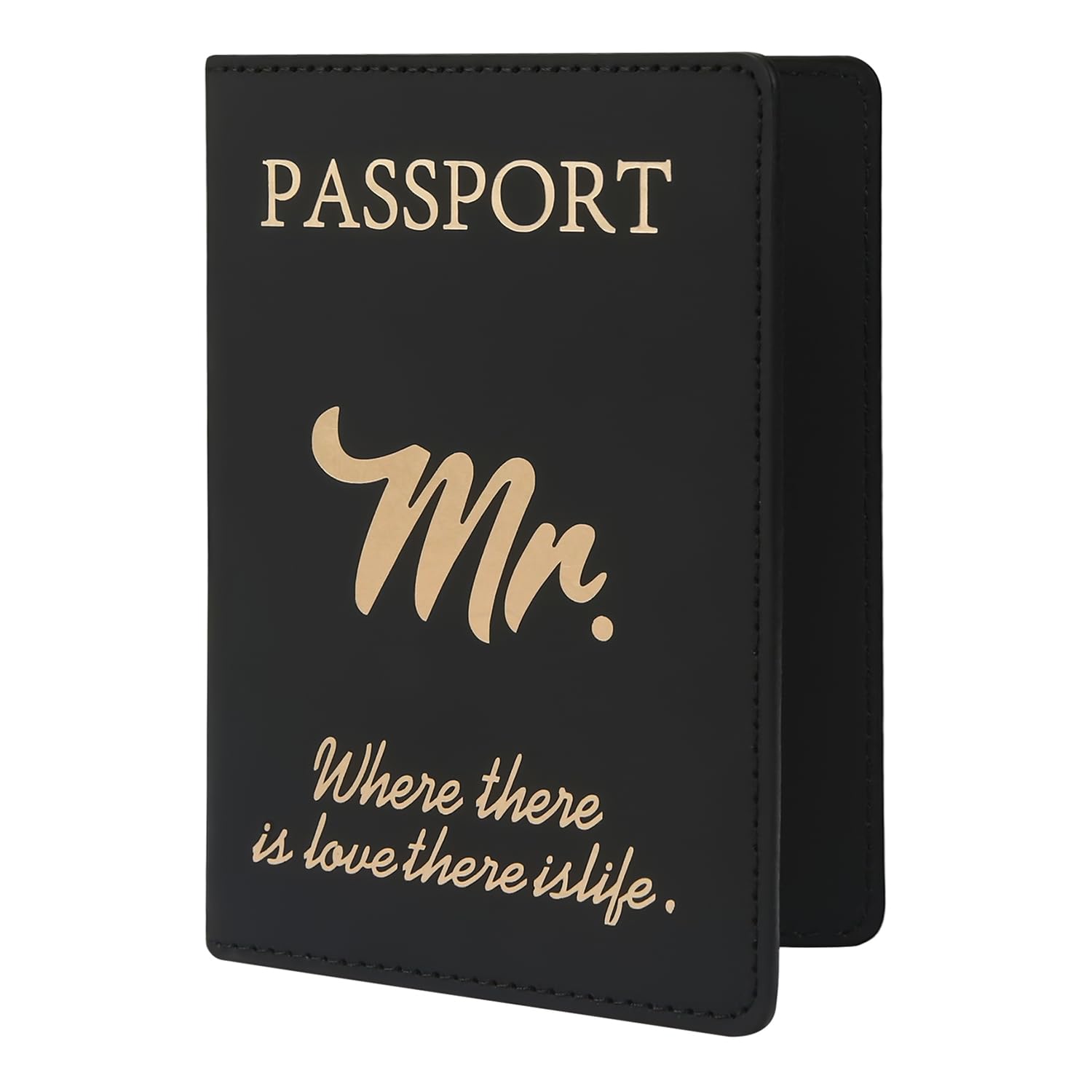 Protege Passeport Protection Francais - Pochette Passeport Etui de Voyage Cuir PU de Qualité Design Distinctif pour Hommes et Femmes(Noir Mr)