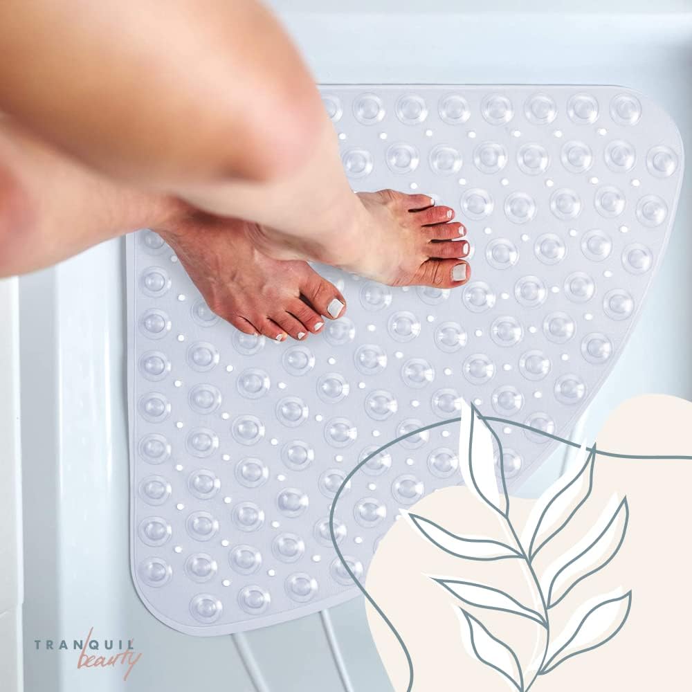 Clear Curved Non-Slip Rubber Bath Mat for Kids
