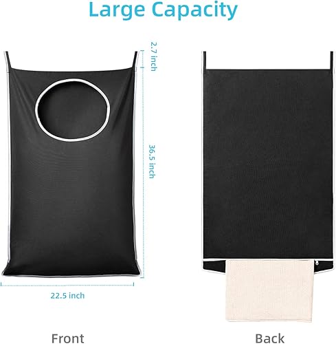 Miniatura 2 de KEEPJOY Paquete de 2 cestas de lavandería XL para colgar en la puerta, tamaño de 36.5 x 22.5 pulgadas, bolsa para puerta con apertura grande y
