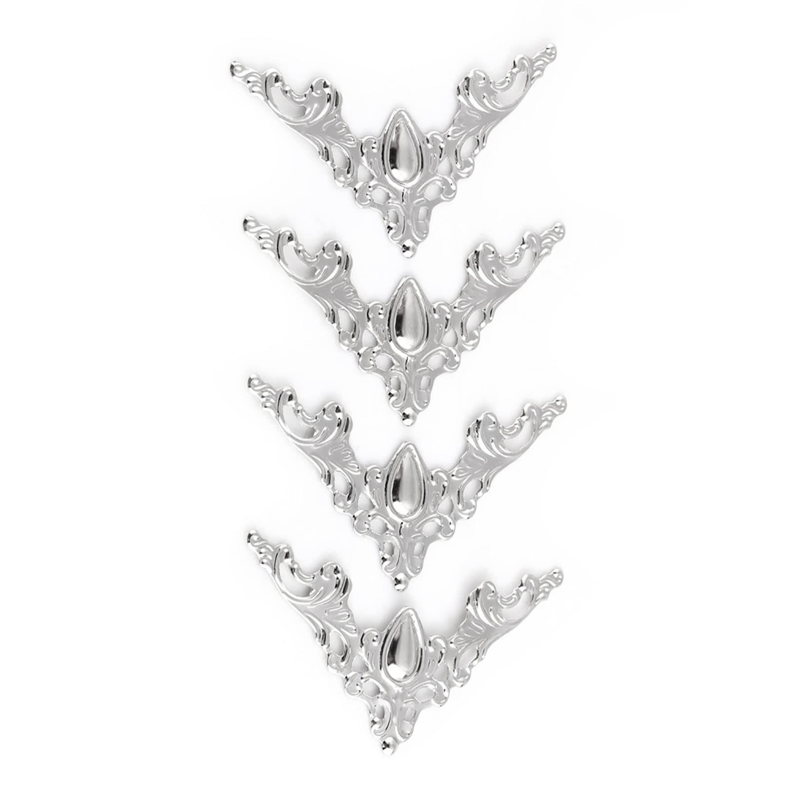 Antique, Metal, Box Corner Protectors for Jewelry Box, Book, Decorative Cover, Antique Box Corner, Scrapbook (White)