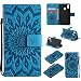 Produktbild Hancda Hülle für Huawei P20 Lite [Nicht für P20], Leder Hülle Flip Case Handytasche für Huawei P20 Lite Handy Hüllen Lederhülle Dünn Silikon Magnet Cover für Huawei P20 Lite,Blumen Blau