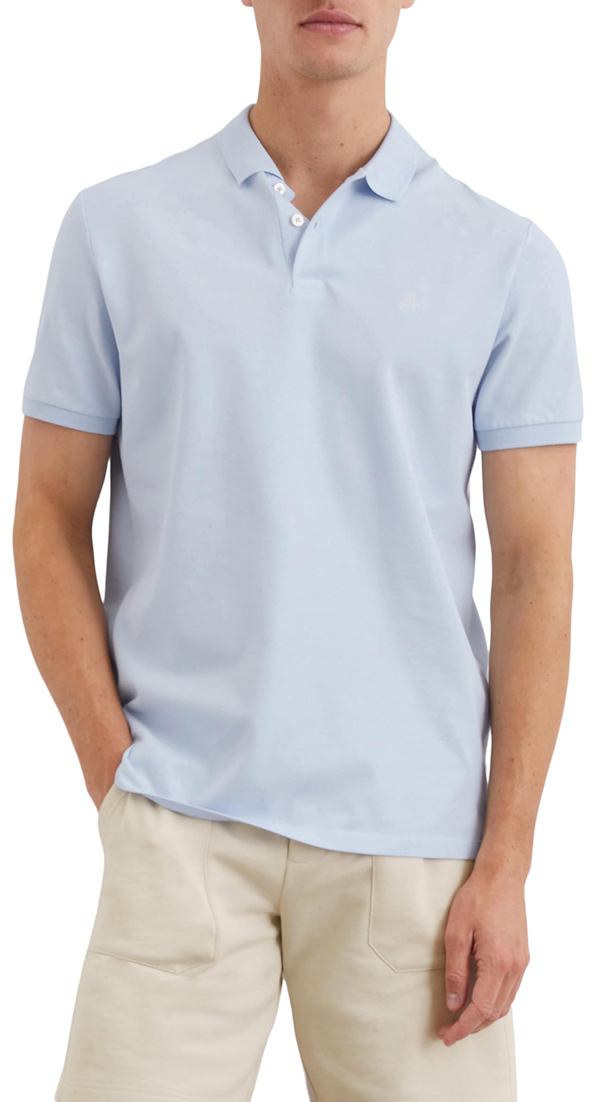 Marc O'Polo Herren Kurzarm-Poloshirt aus Bio-Baumwolle Regular Fit, Blau (Starlight), XS