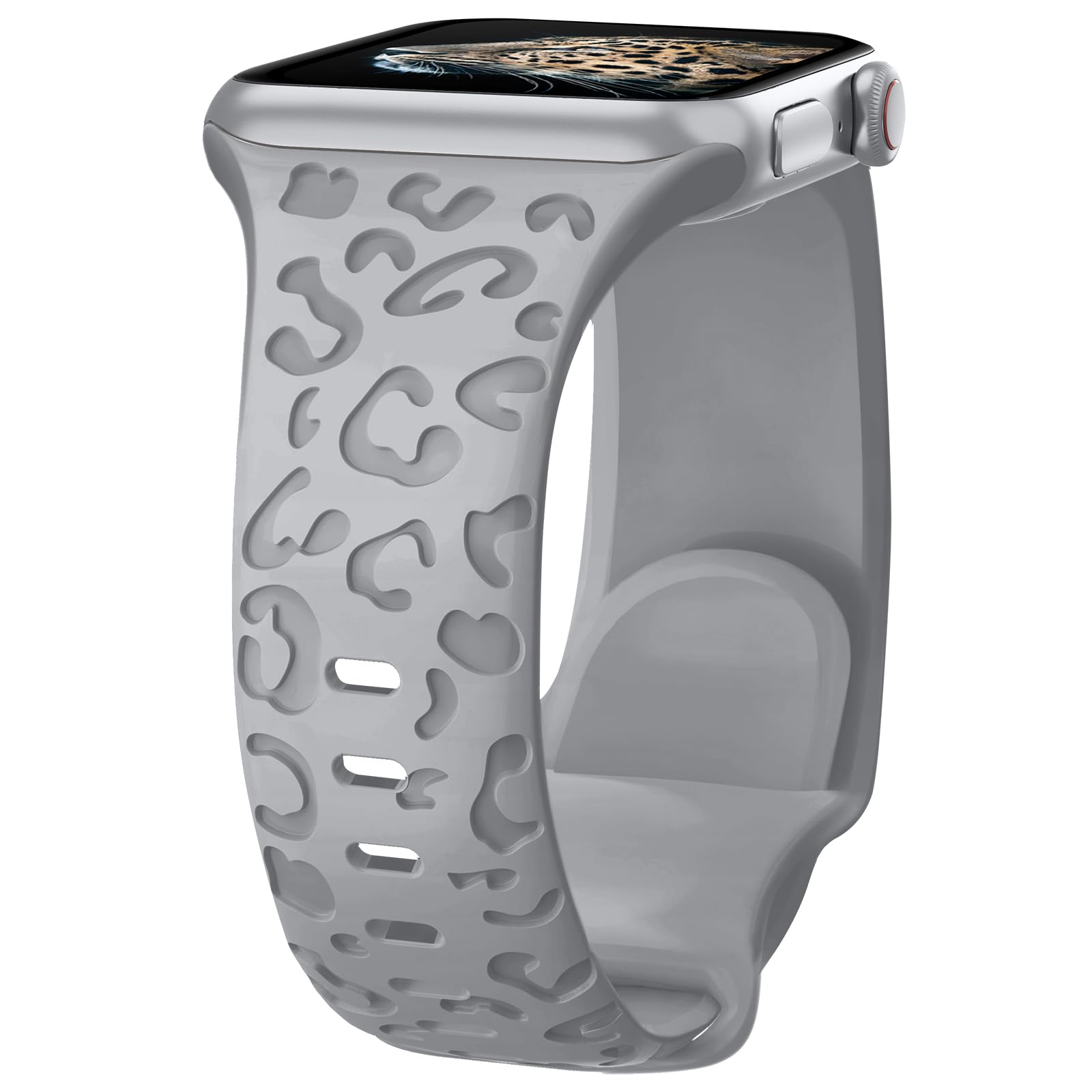 Photo 1 of Alibaydoo Leopard Engraved Silicone Watch Band for Apple Watch Band 38mm 40mm 41mm 42mm 44mm 45mm Women Men,Waterproof Cheetah Sport Strap Wristbands for iWatch Series 8 7 6 SE 5 4 3 2 1