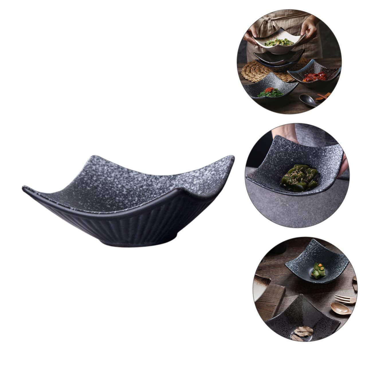 BRIGHTFUFU 6in Ceramic Plate Japanese Cuisine Bowl for Sauce Dipping Seasonings Side Servings