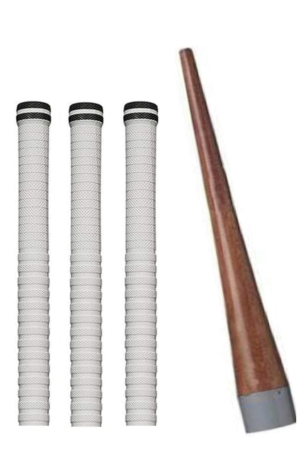 Saini_MEDICOS - Mazza da cricket con impugnatura bianca + un cono in legno (Gripper), impugnatura extra appiccicosa per asciugamano (confezione da 3)